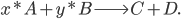 x*A + y*B \longrightarrow C + D.