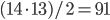 (14\cdot 13)/2 = 91