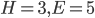 H=3, E=5