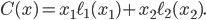 C(x) = x_1\ell_1(x_1) + x_2\ell_2(x_2).