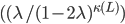 ((\lambda / (1-2 \lambda)^{\kappa(L)})