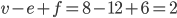 v-e+f = 8-12+6 =2