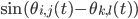 \sin(\theta_{i, j}(t)-\theta_{k, l}(t))