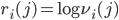 r_i(j) = \log\nu_i(j)